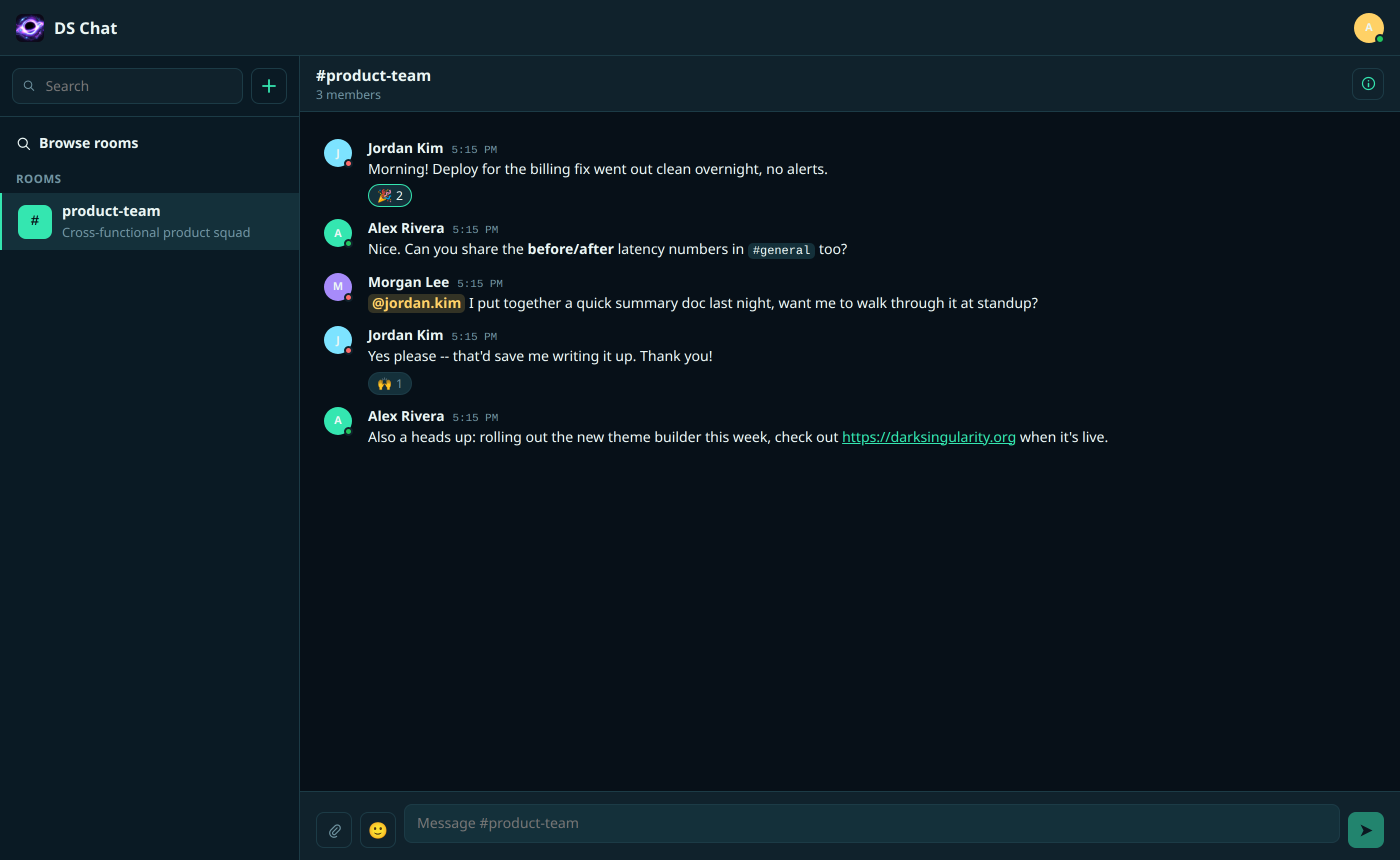The same room under a custom theme built with the theme editor
